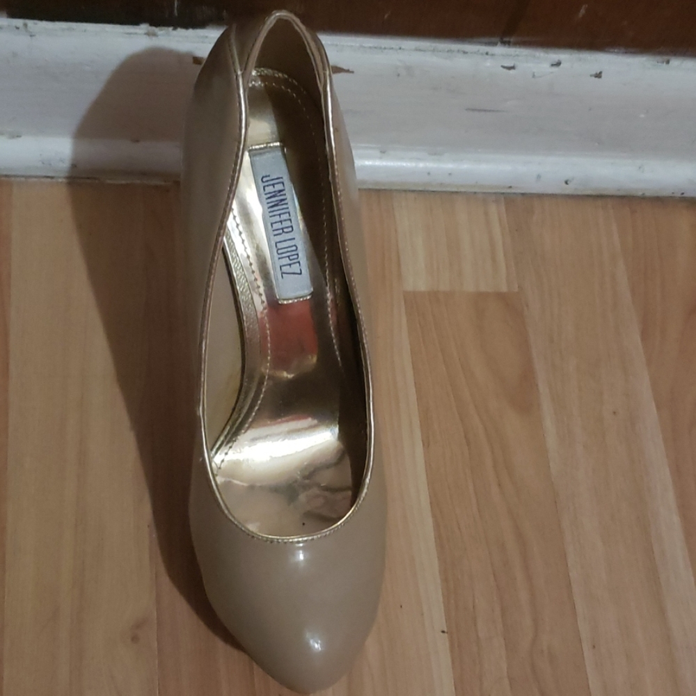 Tan platform pump heels